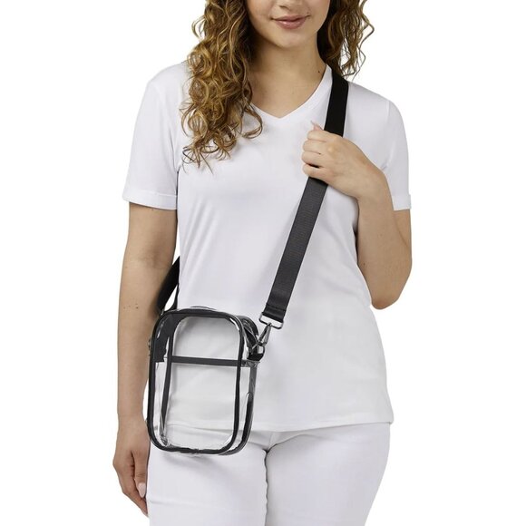 32 Degrees Unisex Women Men Crossbody CLEAR Bag with BLACK Straps - Picture 4 of 4